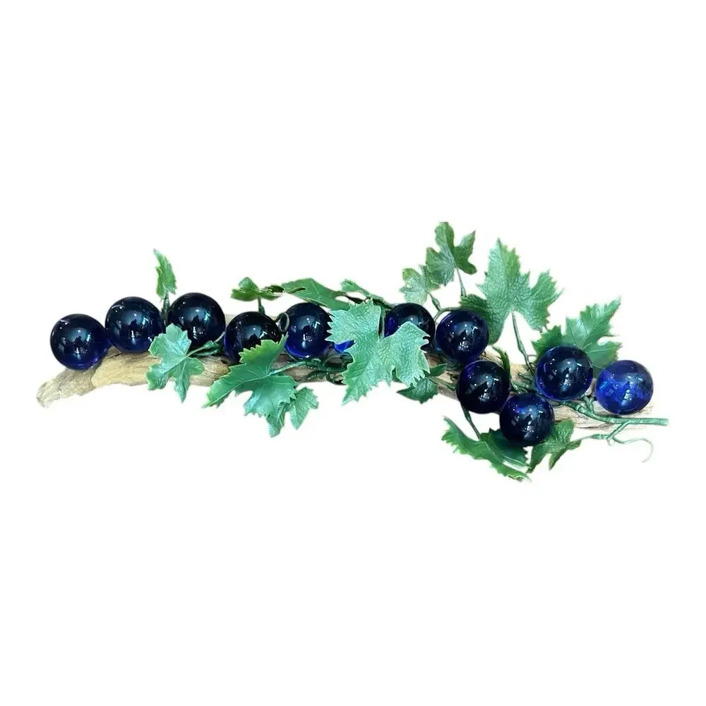 1960s Lucite Grapes on Driftwood Vine Unique‎ Linear Design Cobalt Blue Vintage